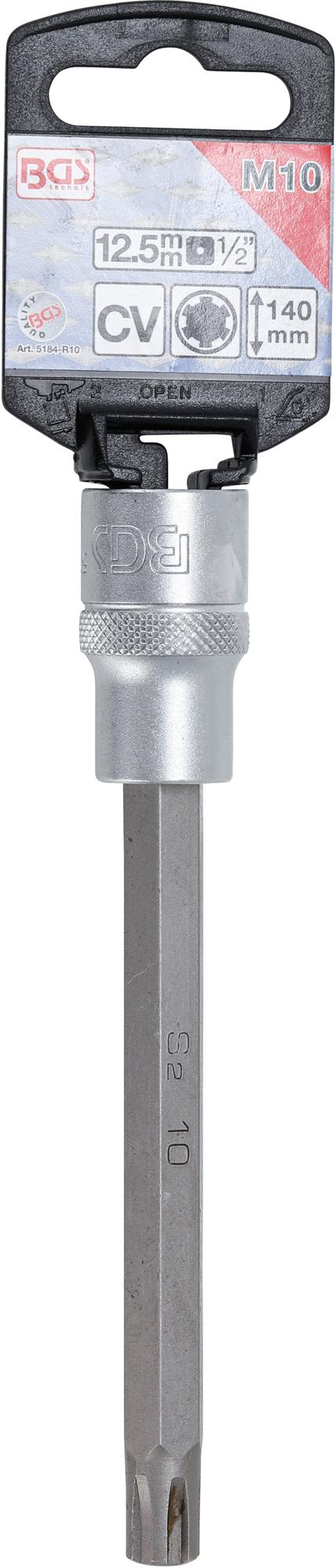 BIT SOCKET | LENGTH 140 MM | 12.5 MM (1/2") DRIVE | SPLINE (FOR RIBE) | M10 (5184-R10)