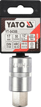 SOCKET BIT HEX 1/2" 17MM L55MM (YT-04388)