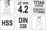 TWIST DRILL BIT HSS-TIN 4,2 MM (YT-44642)