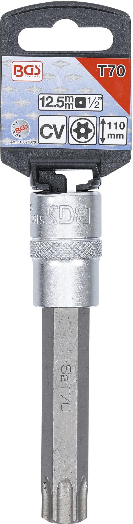 BIT SOCKET | LENGTH 110 MM | 12.5 MM (1/2") DRIVE | T-STAR TAMPERPROOF (FOR TORX) T70 (5103-TB70)