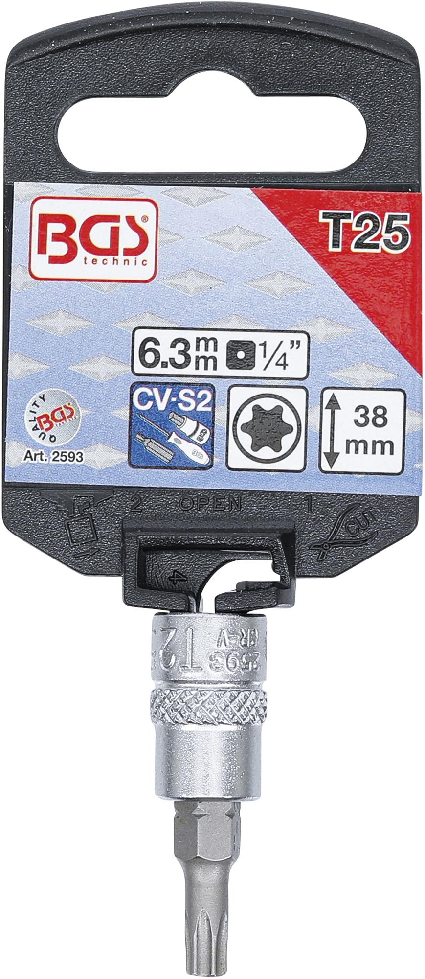 BIT SOCKET | 6.3 MM (1/4") DRIVE | T-STAR (FOR TORX) T25 (2593)