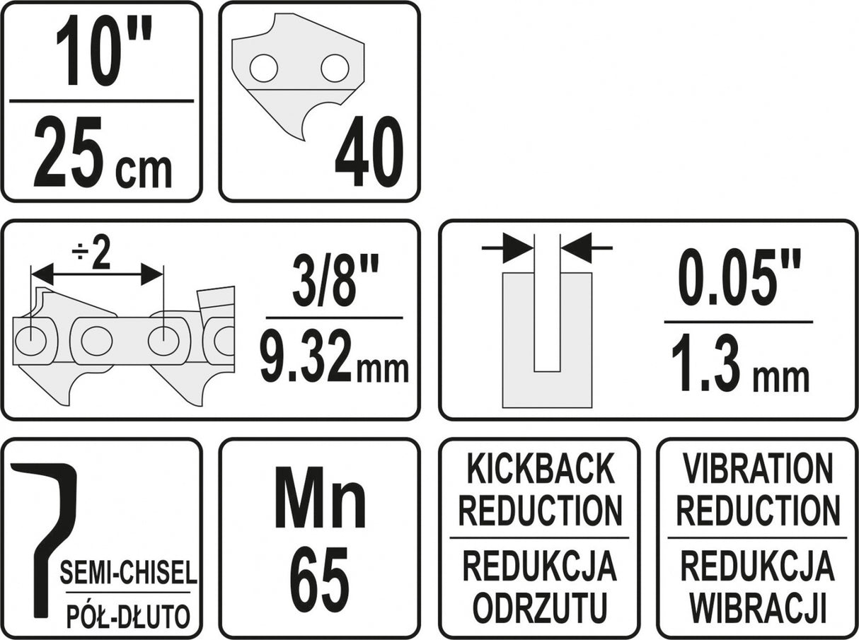 CHAIN FOR CHAINSAW 3/8" / 0,05" 10" (YT-84948)