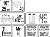 CHAIN FOR CHAINSAW 3/8" / 0,05" 10" (YT-84948)