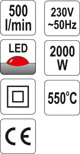 HOT AIR GUN 2000W W. ACCESSORIES LED (YT-82292)