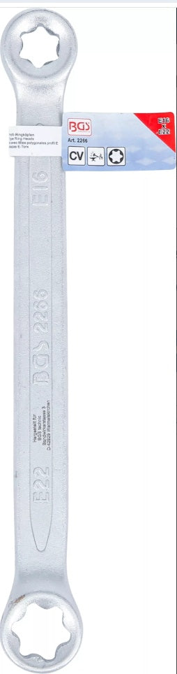 DOUBLE RING SPANNER WITH E-TYPE RING HEADS | E16 X E22 (2266)
