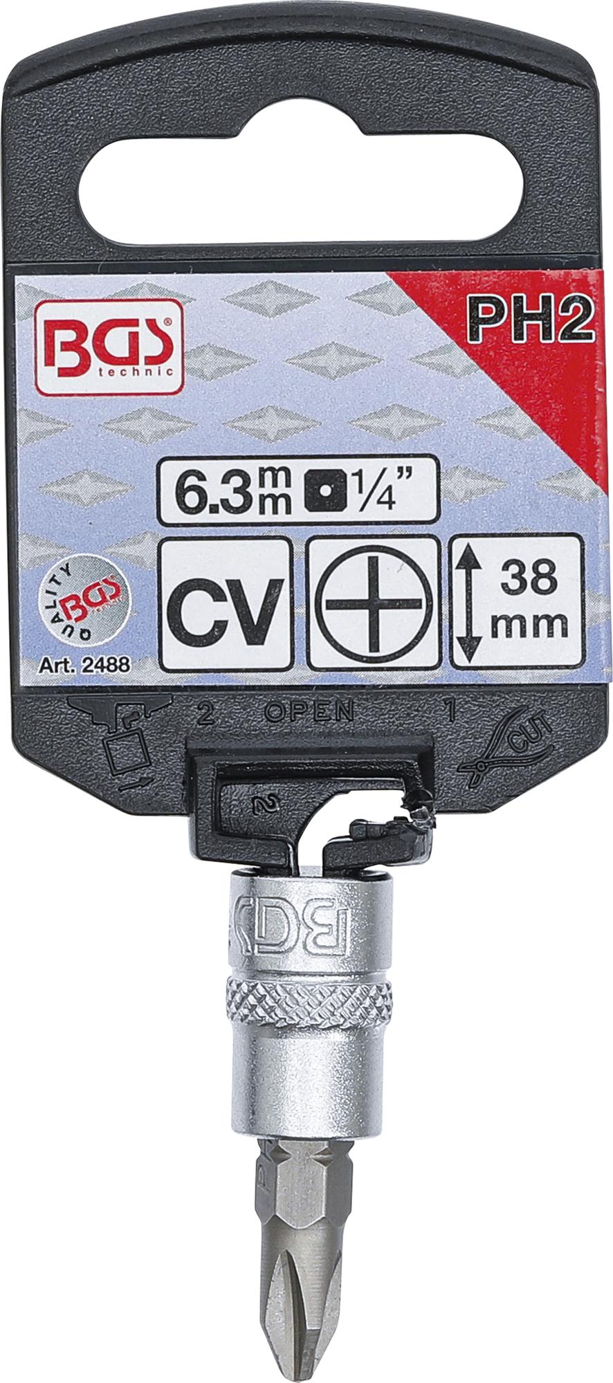 BIT SOCKET | 6.3 MM (1/4") DRIVE | CROSS SLOT PH2 (2488)