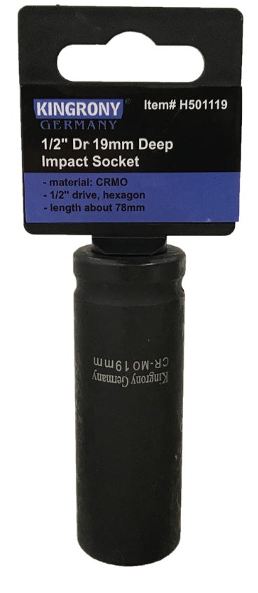 IMPACT SOCKET HEX LONG | 12.5 MM (1/2") | 19 MM (H501119)