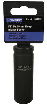 IMPACT SOCKET HEX LONG | 12.5 MM (1/2") | 19 MM (H501119)