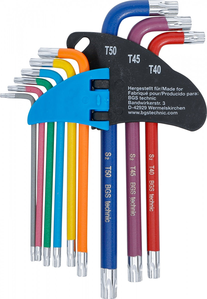 L-TYPE WRENCH SET | MULTICOLOUR | T-STAR TAMPERPROOF (FOR TORX) T10 - T50 | 9 PCS. (74461B)