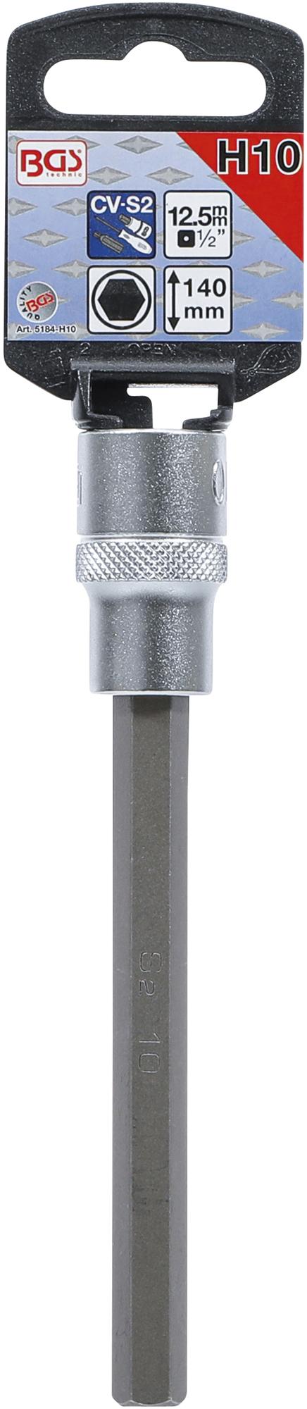 Hylykseen puristettu ruuvikärki | pituus 140 mm | 12,5 mm (1/2") | kuusiokolo 10 mm (5184-H10)
