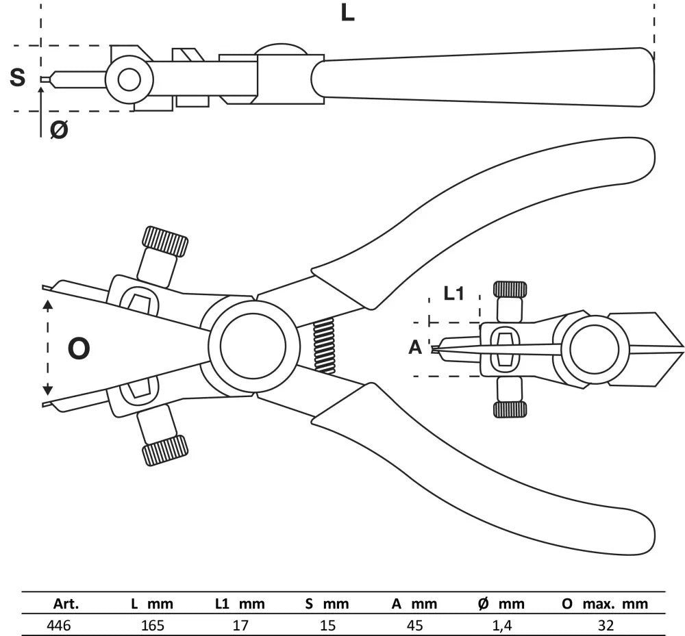CIRCLIP PLIERS | FOR INTERNAL CIRCLIPS | 165 MM (446)