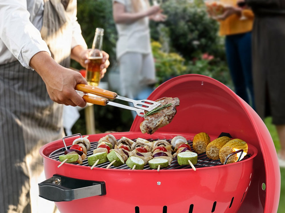 CHARCOAL BBQ, ROUNDED, 54CM RED (YG-20304)