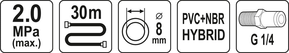 PNEUMATIC HOSE | HYBRID | 8 MM X 30 M (YT-24235)