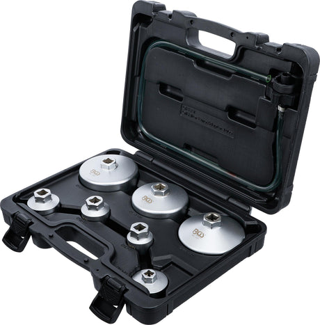 OIL FILTER WRENCH SET | WITH OIL FILTER DRAIN HOSE | FOR VAG, BMW, CITROËN, PEUGEOT, FORD, MERCEDES-BENZ, OPEL / VAUXHALL, VOLVO | 8-PCS. (72054)