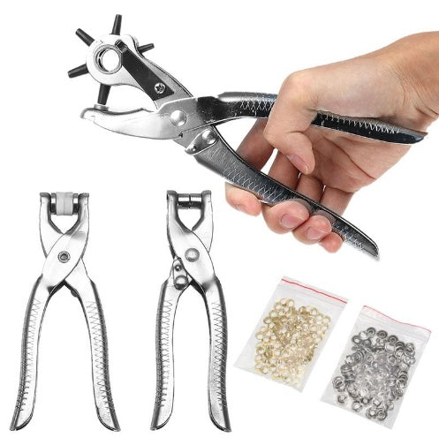 HOLE PUNCH AND RIVETING PLIERS SET WITH RIVETS 128 PCS. (SK1732)