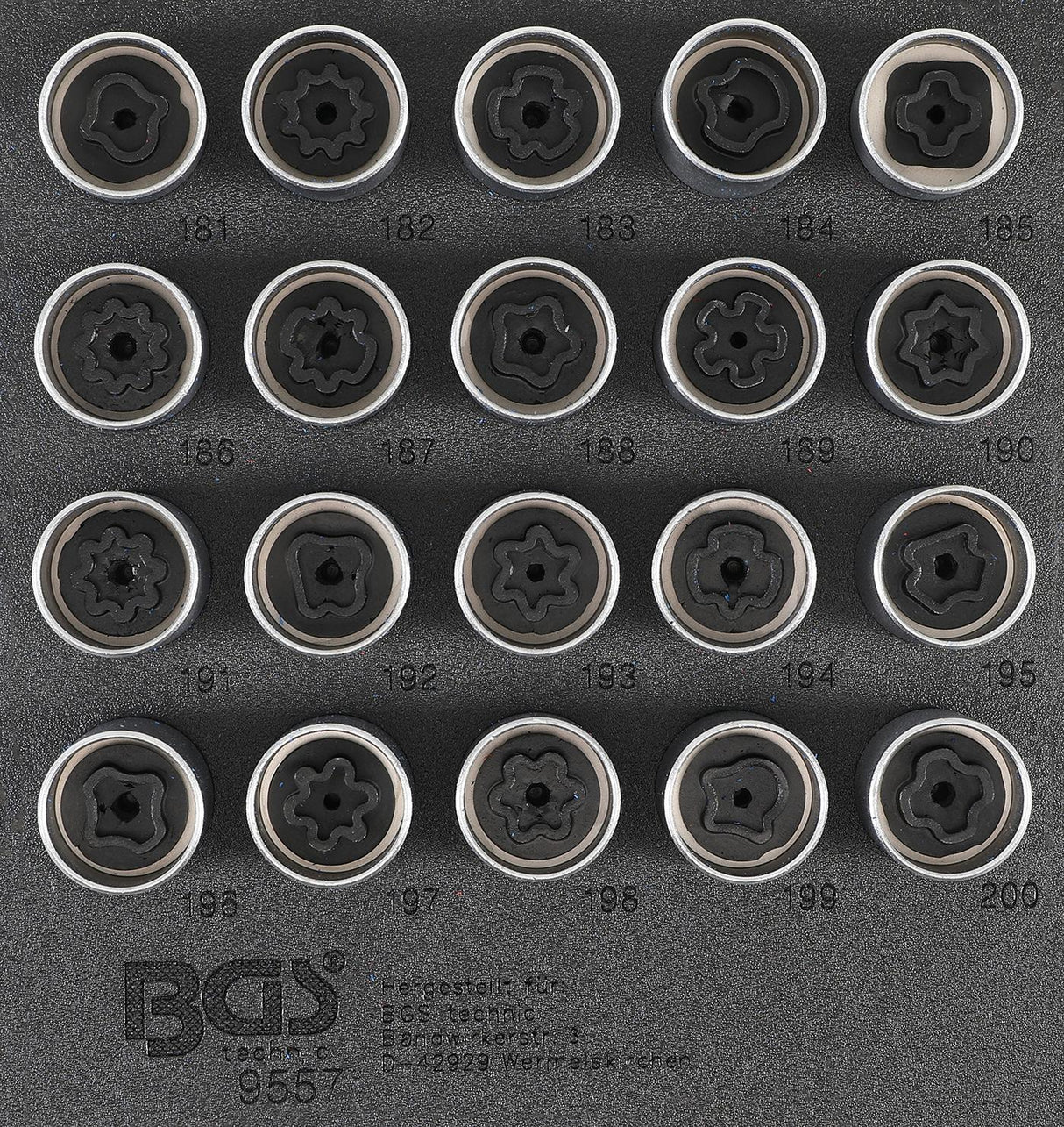 TOOL TRAY 1/6: RIM LOCK SOCKET SET FOR OPEL / VAUXHALL (VERSION B) | 20 PCS. (9557)
