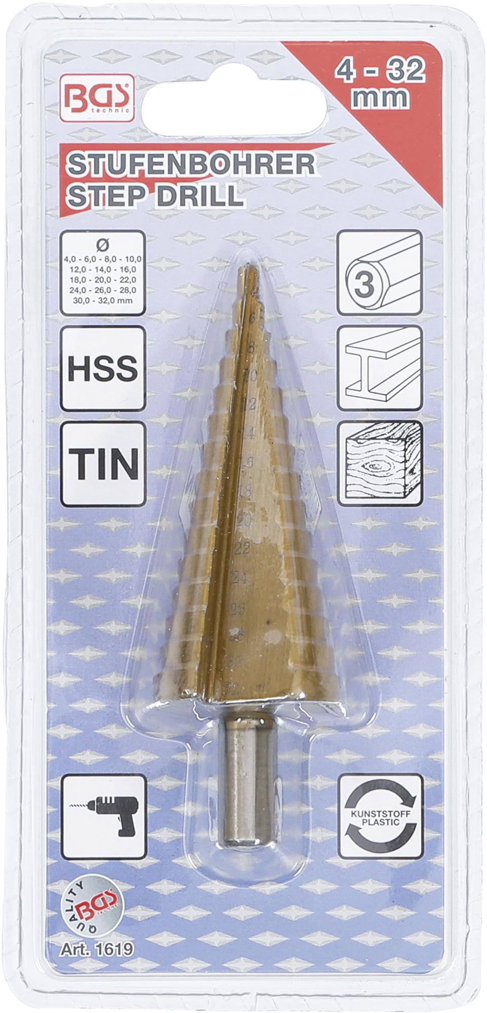 STEP DRILL | TITANIUM-NITRIDED | Ø 4 - 32 MM (1619)