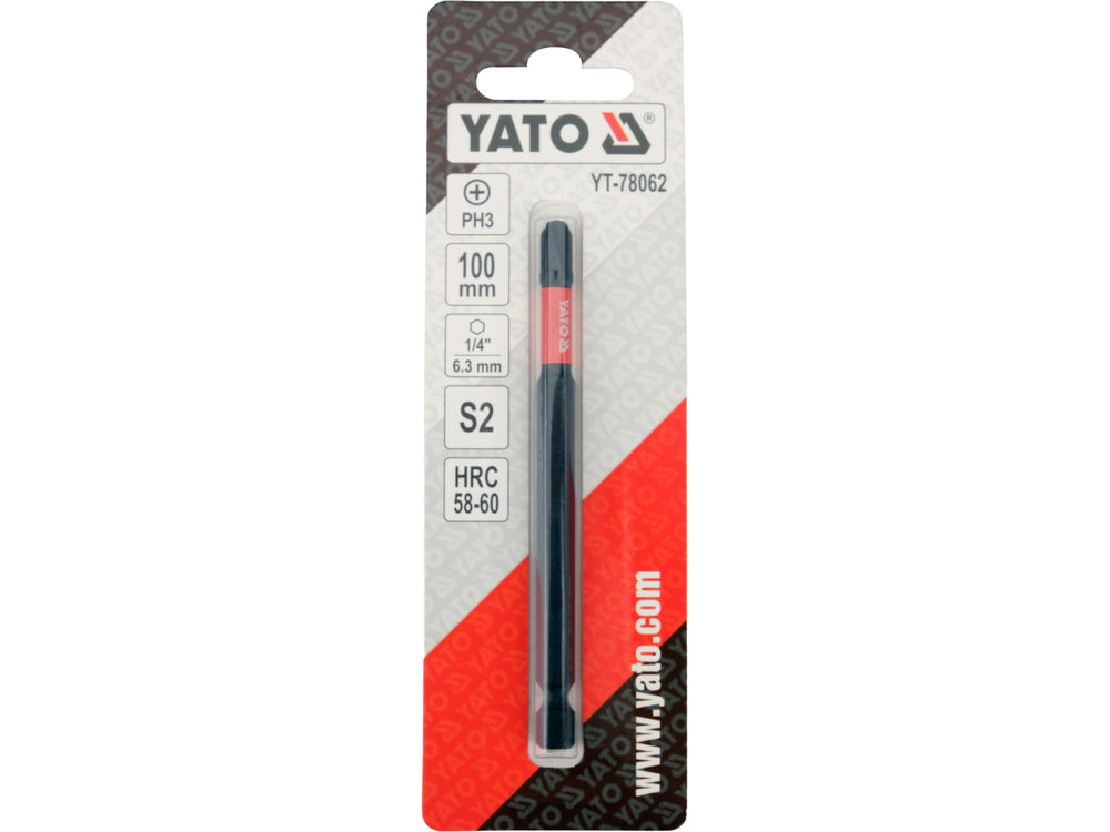 IMPACT BIT 100 MM LONG | 1/4" | PH3 | 1 PC (YT-78062)