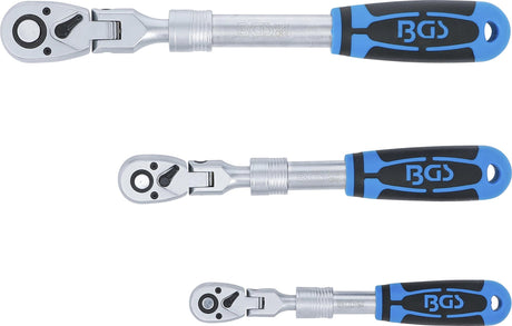 REVERSIBLE RATCHET SET | EXTENDABLE, BENDABLE | 6.3 MM (1/4") - 10 MM (3/8") - 12.5 MM (1/2") | 3 PCS. (25128)