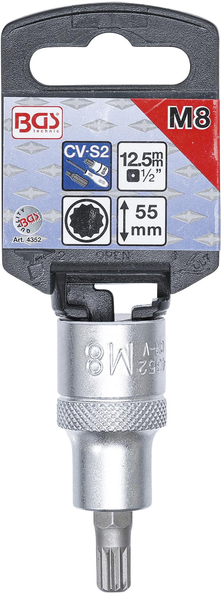 BIT SOCKET | 12.5 MM (1/2") DRIVE | SPLINE (FOR XZN) M8 (4352)