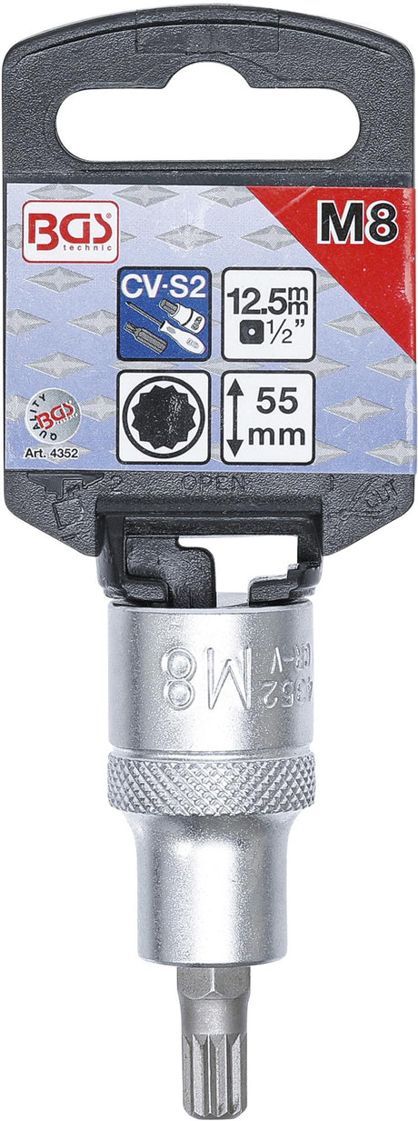 BIT SOCKET | 12.5 MM (1/2") DRIVE | SPLINE (FOR XZN) M8 (4352)
