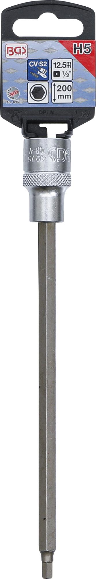 BIT SOCKET | LENGTH 200 MM | 12.5 MM (1/2") DRIVE | INTERNAL HEXAGON 5 MM (4275)