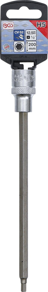 BIT SOCKET | LENGTH 200 MM | 12.5 MM (1/2") DRIVE | INTERNAL HEXAGON 5 MM (4275)