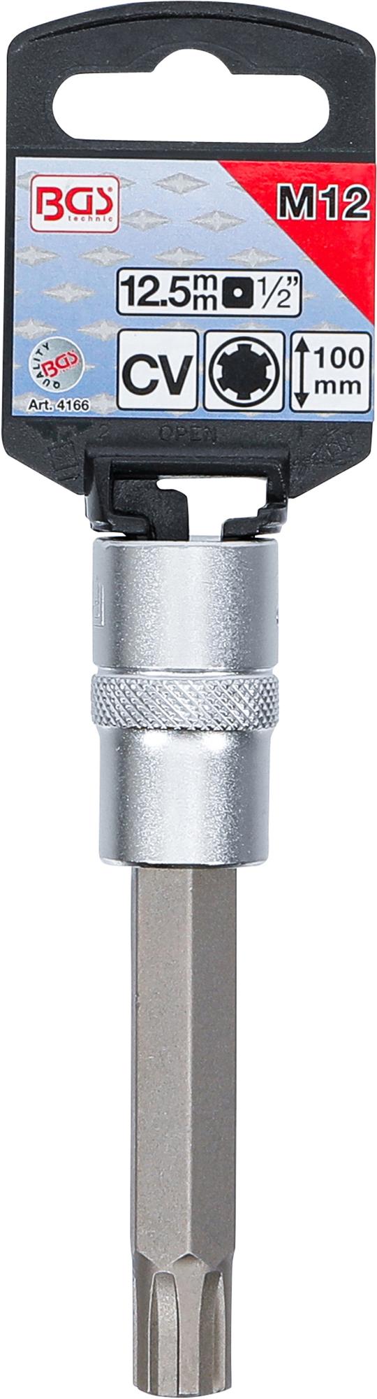 BIT SOCKET | LENGTH 100 MM | 12.5 MM (1/2") DRIVE | SPLINE (FOR RIBE) | M12 (4166)