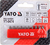 SCREWDRIVER BITS 10PCS  PH1X25MM S2 (YT-0474)
