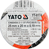 INSULATION TAPE 0.19MM 25MMX20M BLACK (YT-8174)