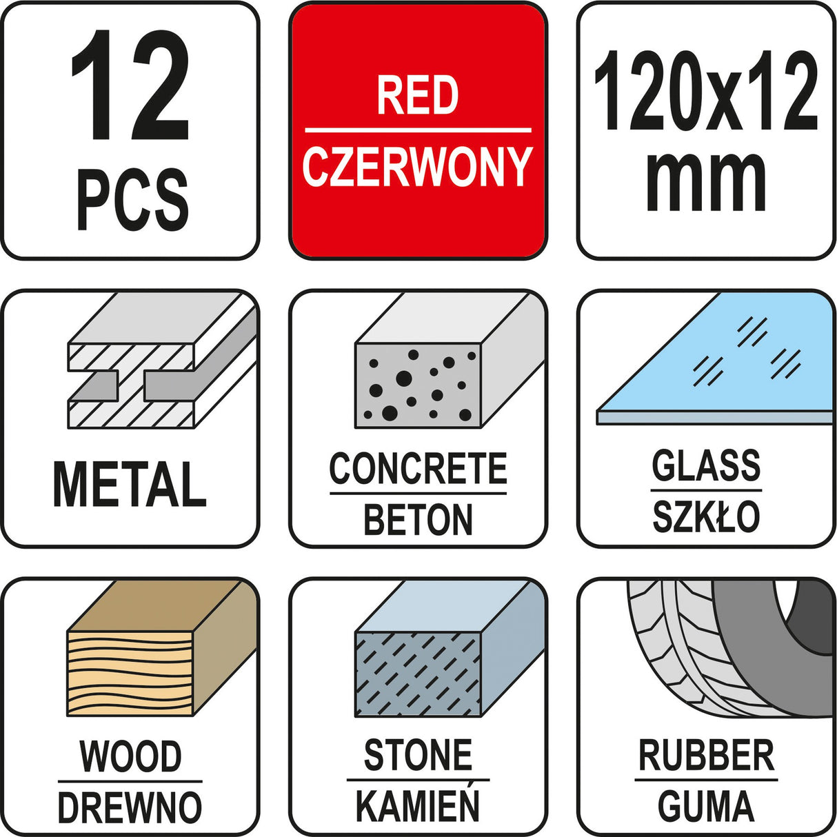 CHALK SET. 12 PCS  COLOUR RED (YT-69932)