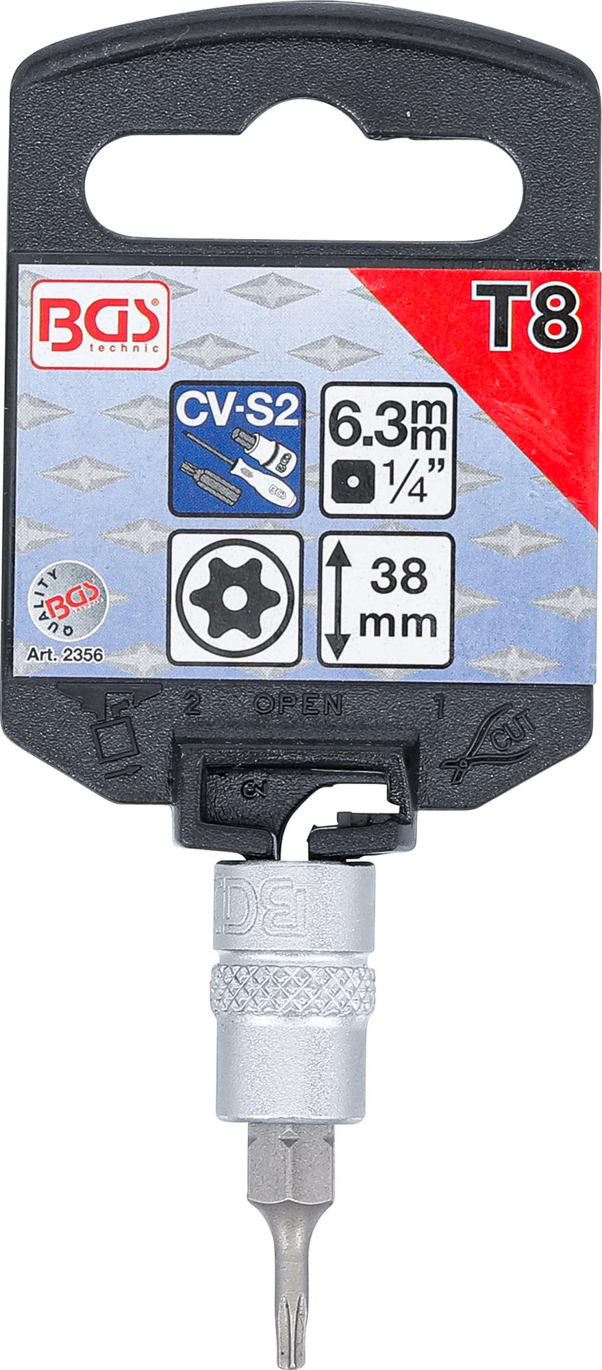 BIT SOCKET | 6.3 MM (1/4") DRIVE | T-STAR TAMPERPROOF (FOR TORX) T8 (2356)