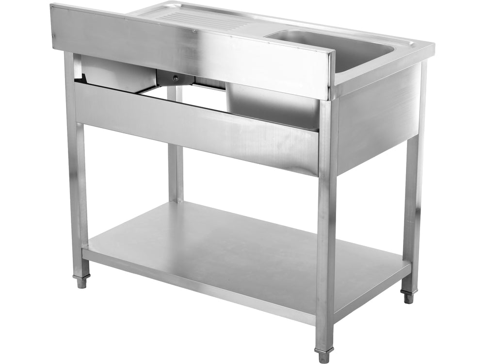 STAINLESS STEEL TABLE WITH SINK | 100 X 60 CM (YG-30900)