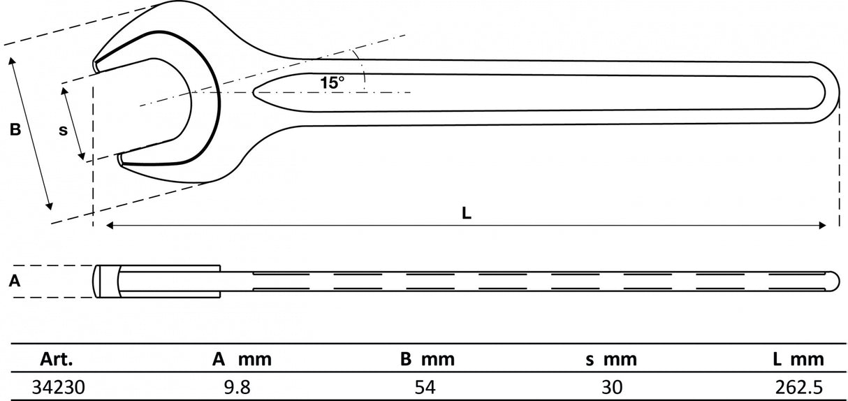 SINGLE OPEN END SPANNER | DIN 894 | 30 MM (34230)