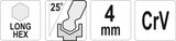 HEX KEY BALL END, LONG 4,0 MM (YT-05454)