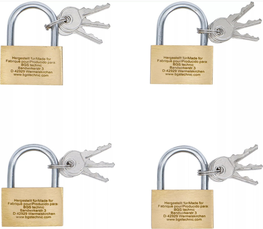 BRASS PADLOCK SET | SIMULTANEOUS LOCKING | 40 MM | 4 PCS. (3101)