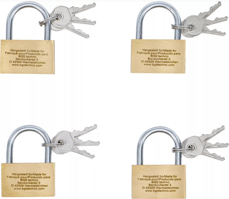 BRASS PADLOCK SET | SIMULTANEOUS LOCKING | 40 MM | 4 PCS. (3101)