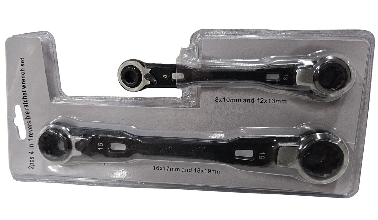 MULTI-FUNCTION RATCHET WRENCHES | DOUBLE-SIDED WITH REVERSE | 4-IN-1 | 2 PCS. (DRW2S)