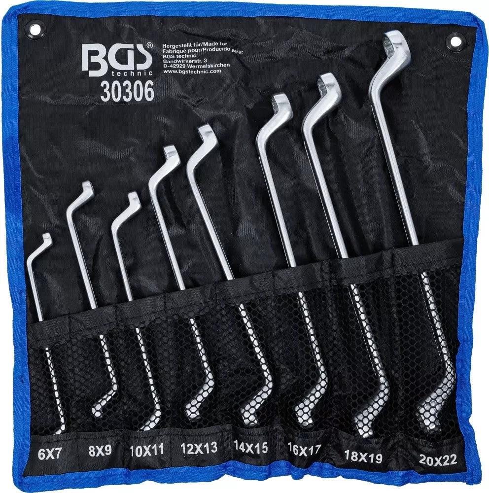 DOUBLE RING SPANNER SET | DEEP OFFSET ENDS | 6 X 7 - 20 X 22 MM | 8 PCS. (30306)