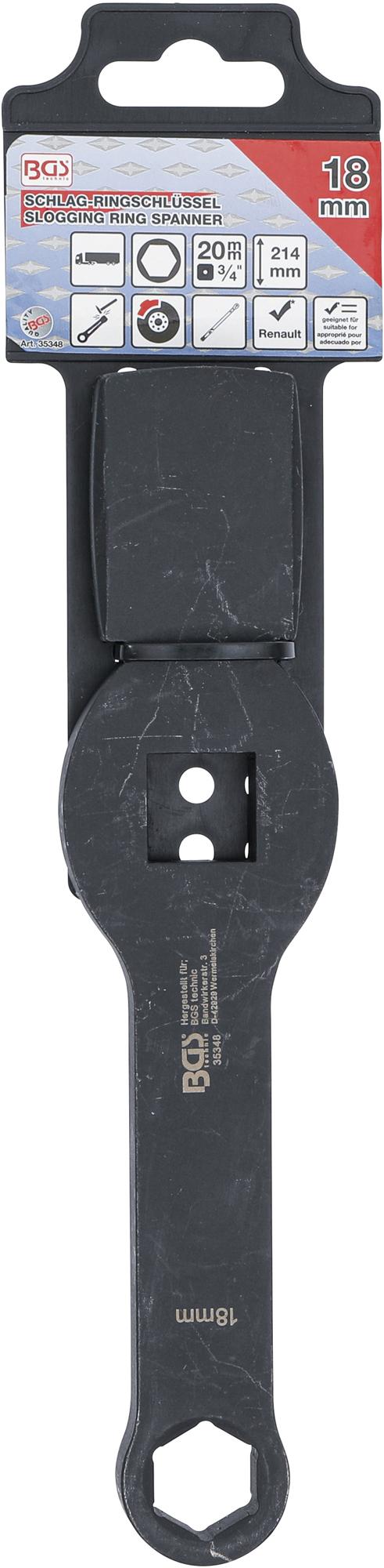 SLOGGING RING SPANNER | HEXAGON | WITH 2 STRIKING FACES | 18 MM (35348)