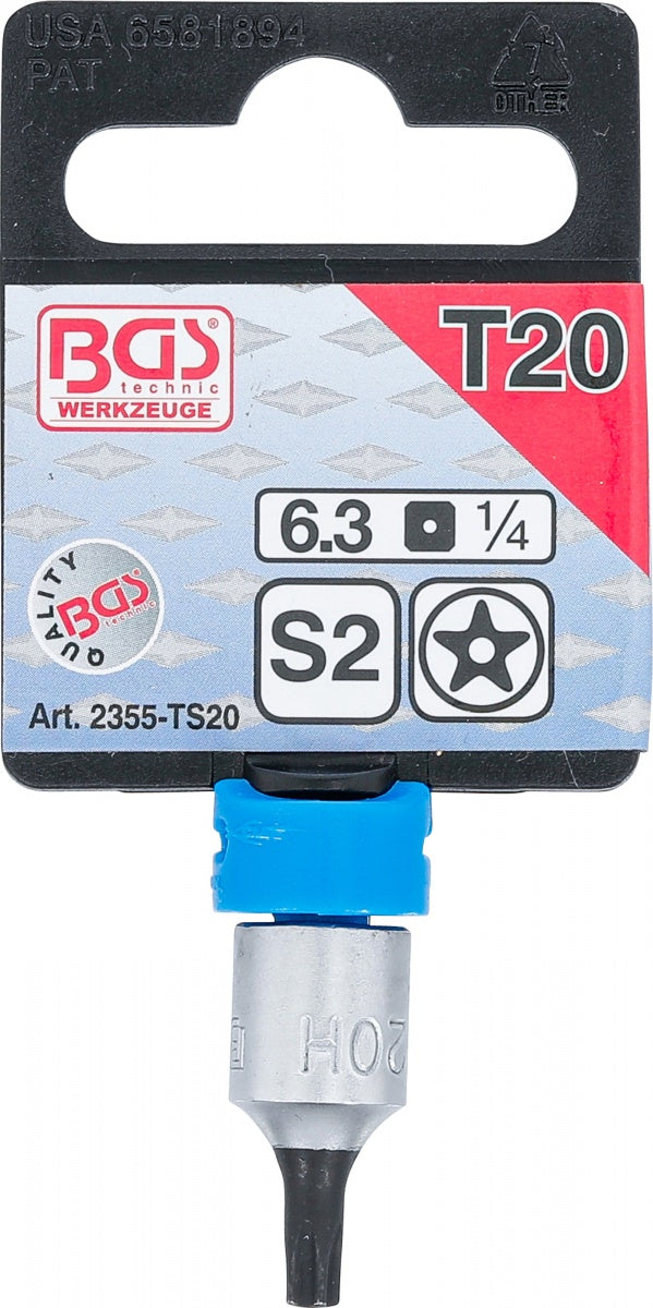 BIT SOCKET | 6.3 MM (1/4") DRIVE | T-STAR TAMPERPROOF (FOR TORX) TS20 (2355-TS20)