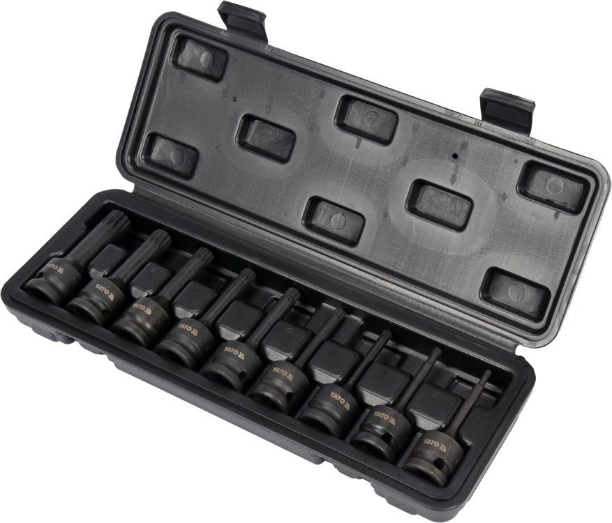 IMPACT BIT SOCKET SET SPLINE 9PCS 1/2" (YT-10691)