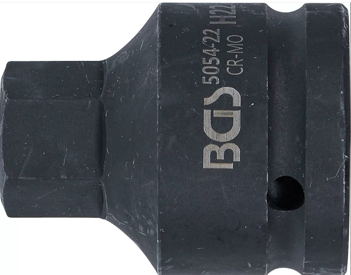 IMPACT BIT SOCKET | LENGTH 55 MM | 20 MM (3/4") DRIVE | INTERNAL HEXAGON 22 MM (5054-22)