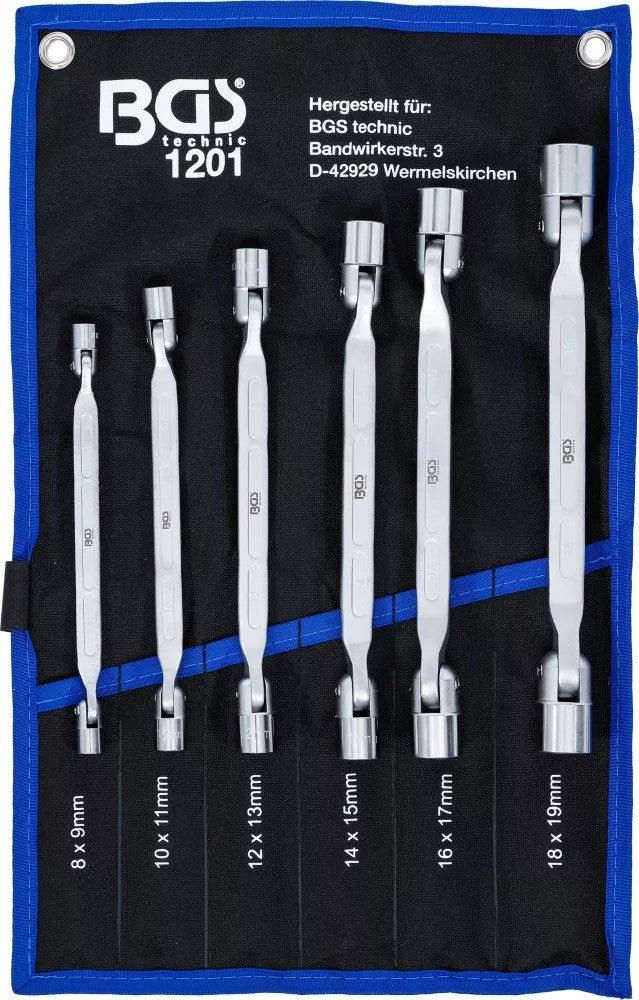 DOUBLE RING SPANNER SET WITH FLEXIBLE HEADS | 6 PCS. (1201)