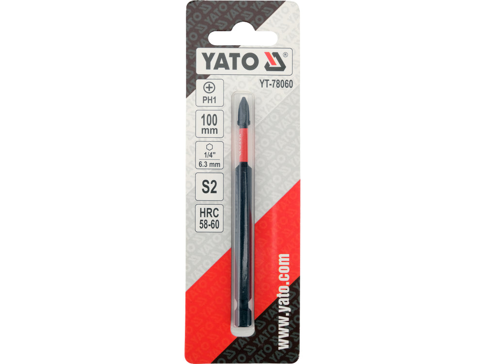 IMPACT BIT 100 MM LONG | 1/4" | PH1 | 1 PC (YT-78060)