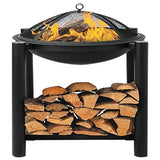STEEL FIRE PIT W/ LOG STORE 58X58CMX55CM (99914)