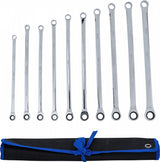 RATCHET RING WRENCH AND RING SPANNER SET | EXTRA LONG | 10 - 19 MM | 10 PCS. (7239)
