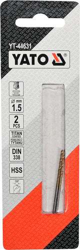 TWIST DRILL BIT HSS-TIN 1,5 MM - 2 PCS (YT-44631)