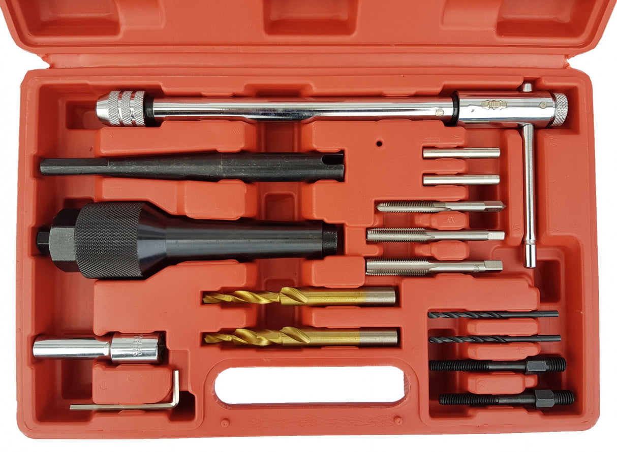 GLOW PLUG REMOVAL AND THREAD REPAIR/RENEWAL KIT | 16 PCS. (SX0408)