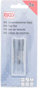 TAP SET | STARTER, PLUG, BOTTOMING TAP | HSS-G | M3 X 0.5 | 3 PCS. (930)